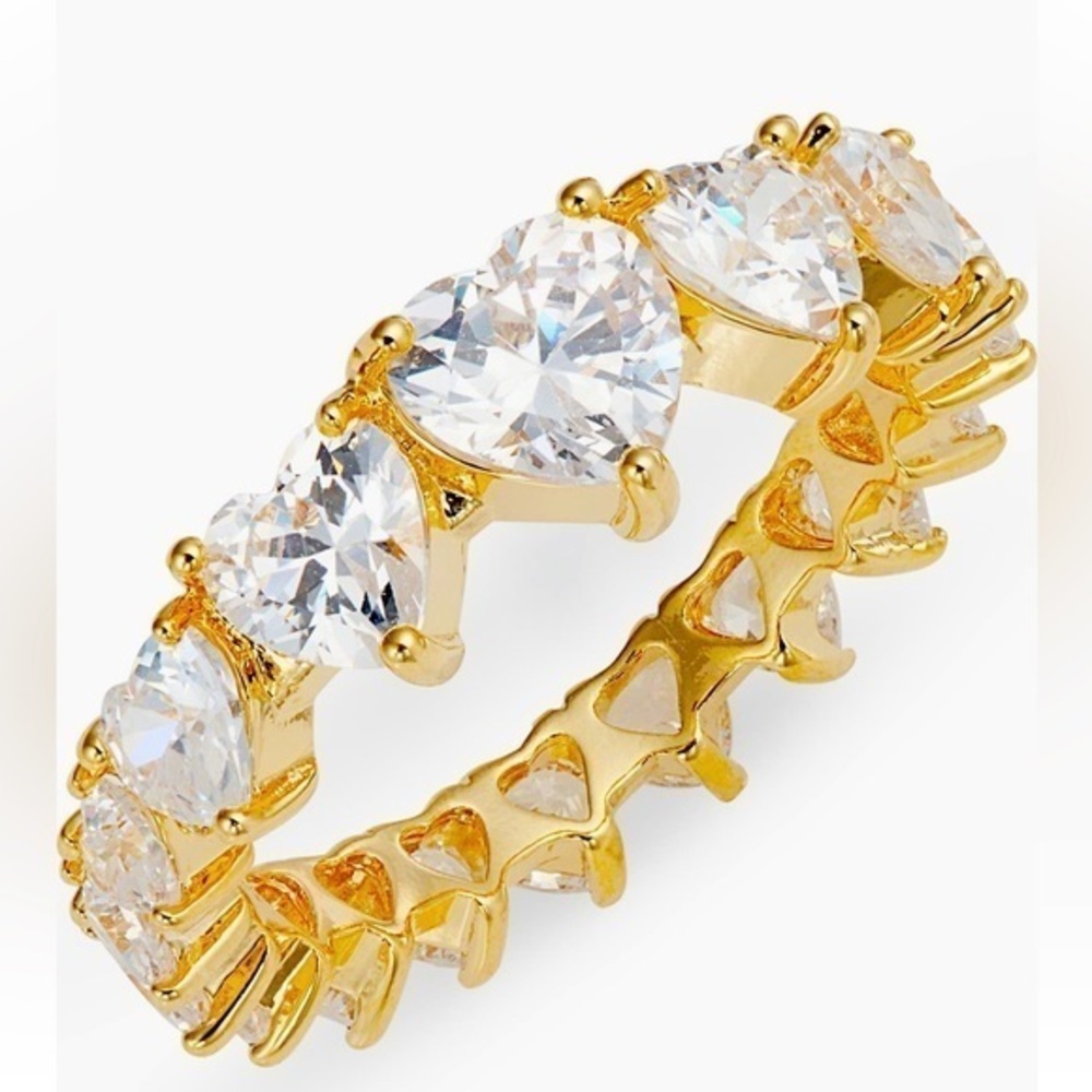 Nordstrom Gold Cubic Zirconia Heart-Shaped Ring Eternity Band::NWT::Stunning